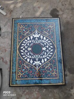 Floral Marble Inlay, Bespoke Marble Art, Interior Decor Handcrafted marble inlay artwork featuring decorative floral stonework set in premium white marble.